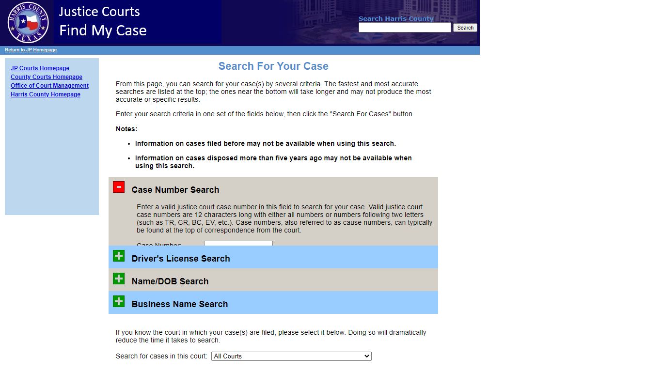 Harris County JP Public Access -- Welcome