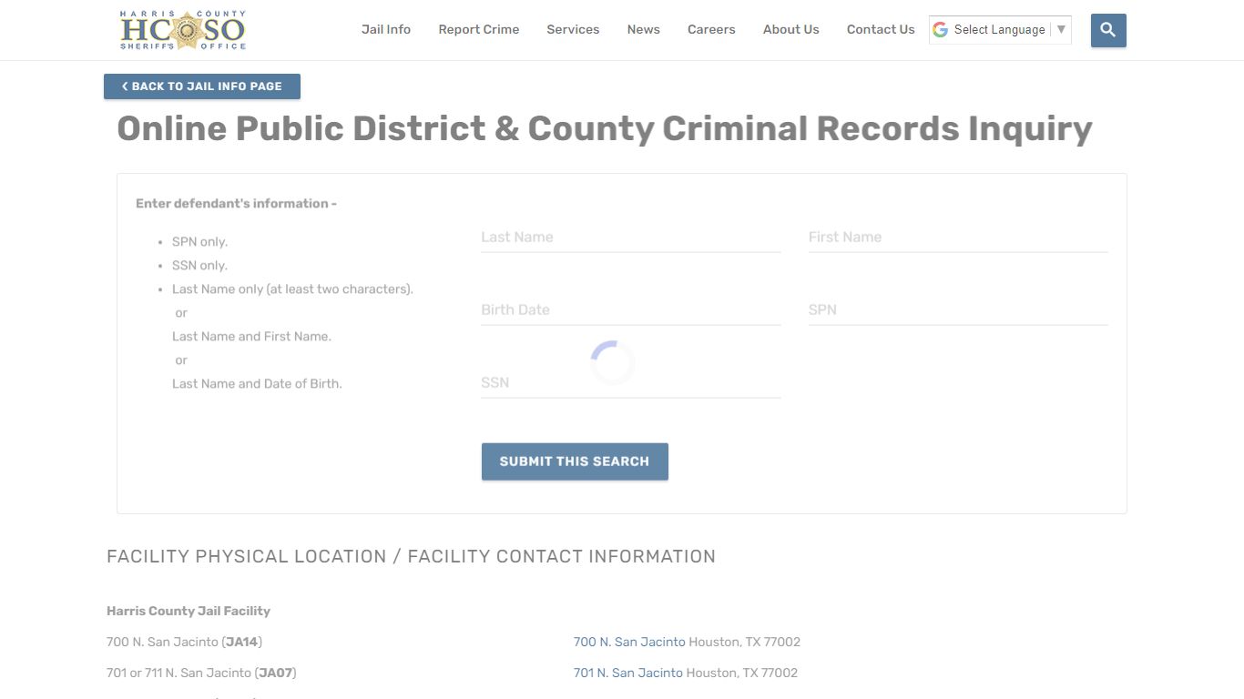 Online Public District & County Criminal Records Inquiry—Harris County ...